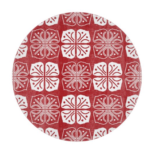 Indonesisch Batik Kawung Gurda Design Schneidebrett (Vorderseite)