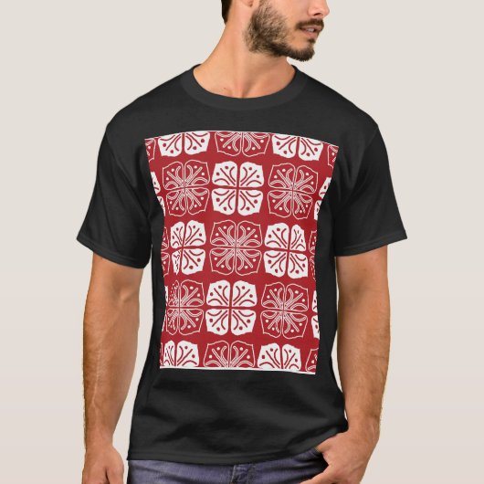 Indonesisch Batik Kawung Gurda Design T-Shirt (Vorderseite)