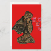 Indonesisch Shadow Puppet Hospho Design auf roter  Briefpapier (Vorne/Hinten)