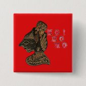 Indonesisch Shadow Puppet Hospho Design auf roter  Button (Vorderseite)