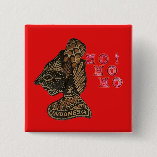 Indonesisch Shadow Puppet Hospho Design auf roter  Button (Vorderseite)