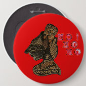 Indonesisch Shadow Puppet Hospho Design auf roter  Button (Vorne & Hinten)