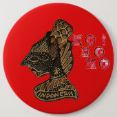 Indonesisch Shadow Puppet Hospho Design auf roter  Button (Vorderseite)
