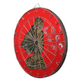 Indonesisch Shadow Puppet Hospho Design auf roter Dartscheibe (Vorderseite rechts)
