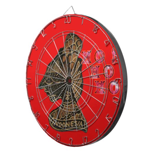 Indonesisch Shadow Puppet Hospho Design auf roter Dartscheibe (Vorderseite rechts)