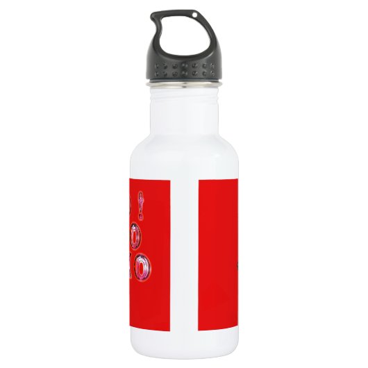 Indonesisch Shadow Puppet Hospho Design auf roter  Edelstahlflasche (Rückseite)