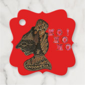 Indonesisch Shadow Puppet Hospho Design auf roter  Geschenkanhänger (Vorderseite)