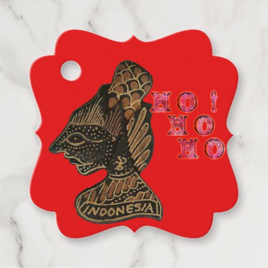 Indonesisch Shadow Puppet Hospho Design auf roter  Geschenkanhänger (Vorderseite)