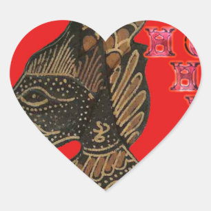 Indonesisch Shadow Puppet Hospho Design auf roter  Herz-Aufkleber