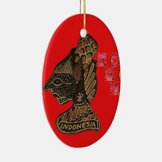 Indonesisch Shadow Puppet Hospho Design auf roter Keramik Ornament (Rechts)