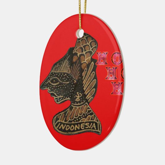 Indonesisch Shadow Puppet Hospho Design auf roter  Keramik Ornament (Links)