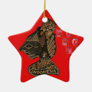 Indonesisch Shadow Puppet Hospho Design auf roter  Keramik Ornament