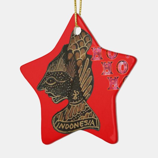 Indonesisch Shadow Puppet Hospho Design auf roter  Keramik Ornament (Links)