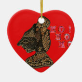 Indonesisch Shadow Puppet Hospho Design auf roter  Keramikornament (Vorne)