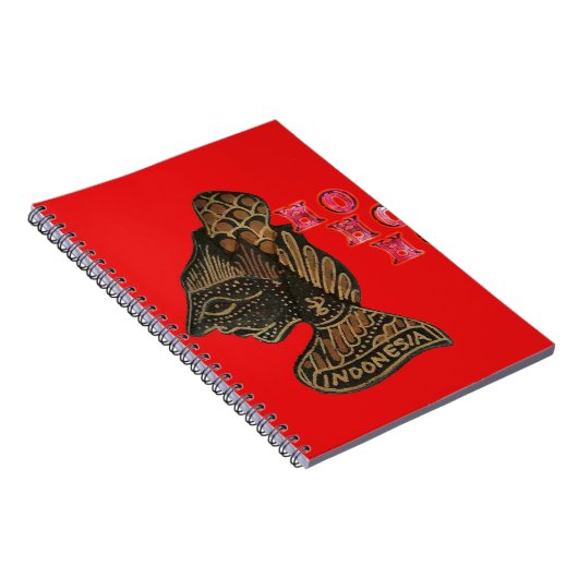 Indonesisch Shadow Puppet Hospho Design auf roter Notizblock (Rechte Seite)