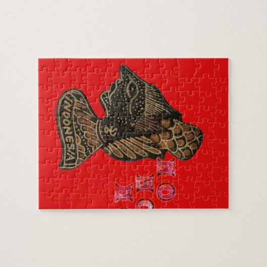 Indonesisch Shadow Puppet Hospho Design auf roter  Puzzle (Horizontal)