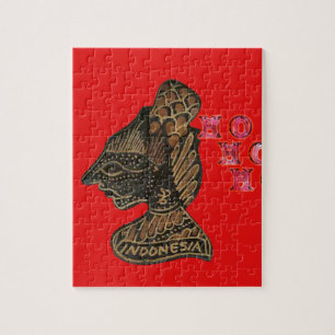 Indonesisch Shadow Puppet Hospho Design auf roter  Puzzle