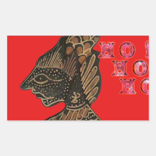 Indonesisch Shadow Puppet Hospho Design auf roter Rechteckiger Aufkleber (Vorderseite)