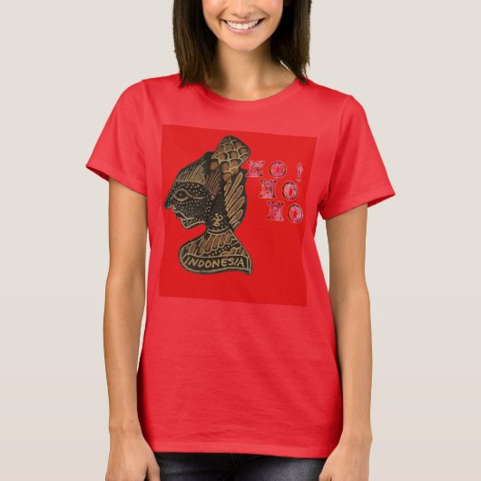 Indonesisch Shadow Puppet Hospho Design auf roter T-Shirt (Vorderseite)