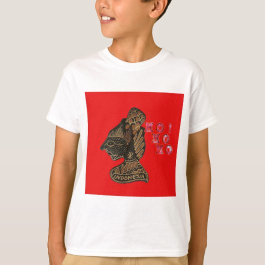Indonesisch Shadow Puppet Hospho Design auf roter T-Shirt (Vorderseite)