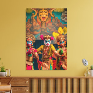 Indonesische Bali Masked Dancers Leinwanddruck