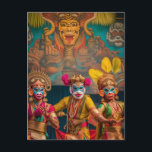 Indonesische Bali Masked Dancers Postkarte<br><div class="desc">Farbenfrohe indonesische Bali-Tänzer.</div>