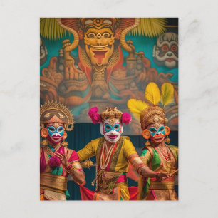 Indonesische Bali Masked Dancers Postkarte