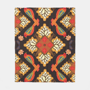Indonesische Batik: Flora Fauna motif. Fleecedecke