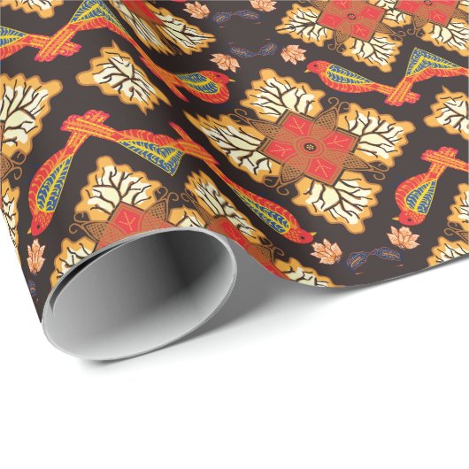 Indonesische Batik: Flora Fauna motif. Geschenkpapier (Rolleneckpunkt)