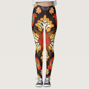 Indonesische Batik: Flora Fauna motif. Leggings