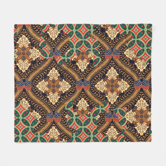 Indonesische Batik mit Pflanze: Unterschiedliche M Fleecedecke (Vorderseite (Horizontal))
