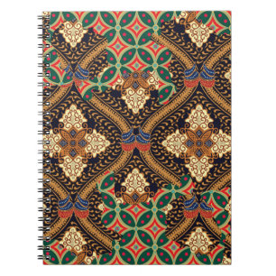 Indonesische Batik mit Pflanze: Unterschiedliche M Notizblock