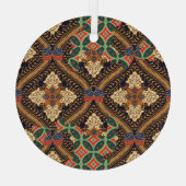 Indonesische Batik mit Pflanze: Unterschiedliche M Ornament Aus Glas (Rückseite)