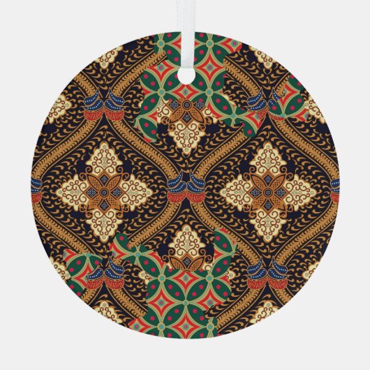 Indonesische Batik mit Pflanze: Unterschiedliche M Ornament Aus Glas (Rückseite)