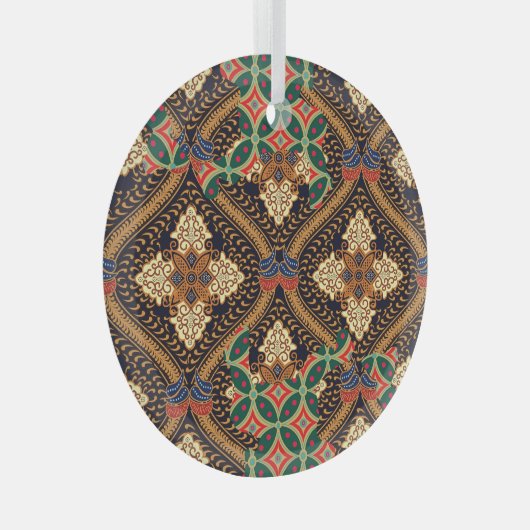 Indonesische Batik mit Pflanze: Unterschiedliche M Ornament Aus Glas (Vorderseite Rechts)