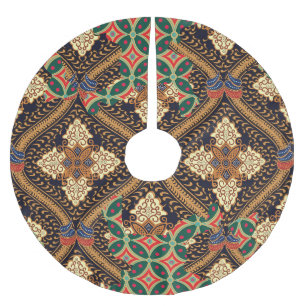 Indonesische Batik mit Pflanze: Unterschiedliche M Polyester Weihnachtsbaumdecke