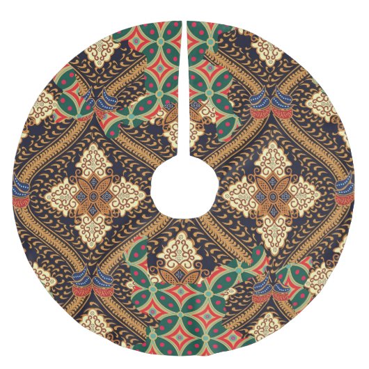 Indonesische Batik mit Pflanze: Unterschiedliche M Polyester Weihnachtsbaumdecke (Vorderseite)