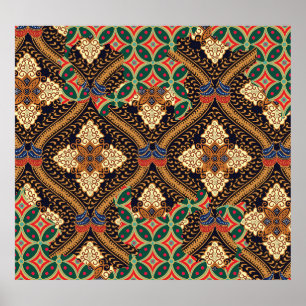 Indonesische Batik mit Pflanze: Unterschiedliche M Poster