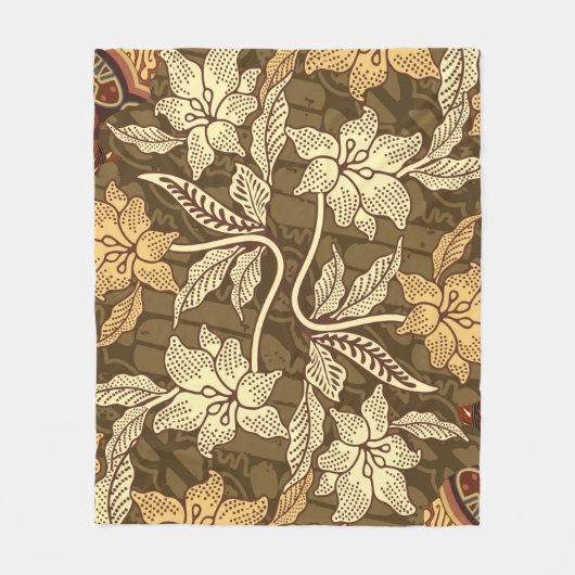 indonesische Batik-Motive mit Flora- und Fauna-Flo Fleecedecke (Vorderseite)