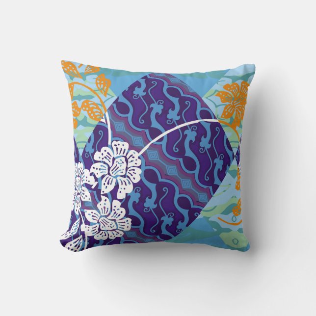 indonesische Batik-Motive mit sehr markantem Plan Kissen (Vorderseite)