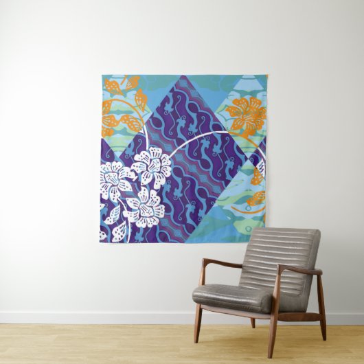 indonesische Batik-Motive mit sehr markantem Plan Wandteppich (Beispiel)