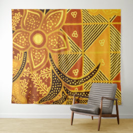 Indonesische Brown Batik Floral Wall Tapestes Wandteppich