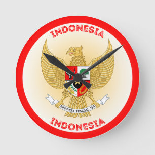 indonesische Emblem-Circle-Form Runde Wanduhr
