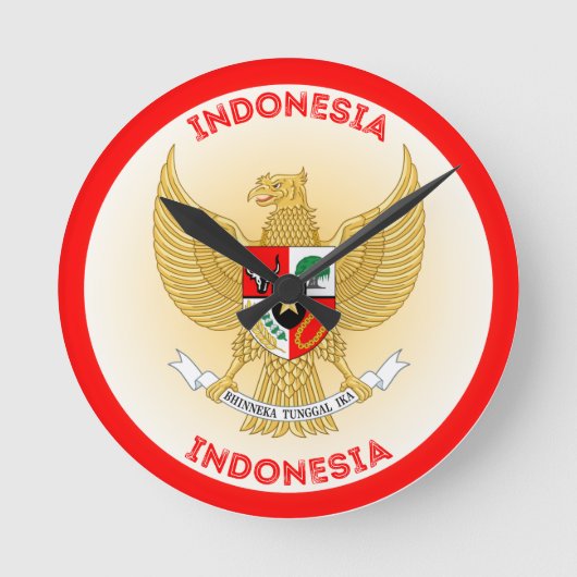 indonesische Emblem-Circle-Form Runde Wanduhr (Vorderseite)