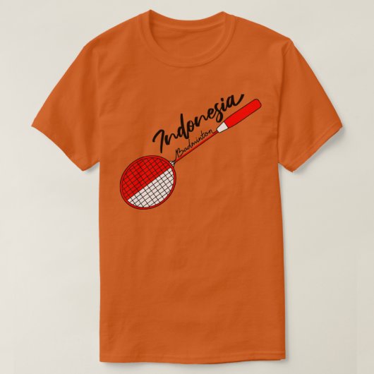 Indonesische Flagge "Badminton Racquet Support Ind T-Shirt (Design vorne)