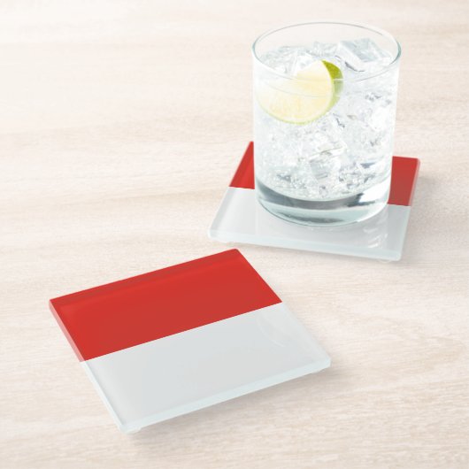 Indonesische Flagge Glasuntersetzer (Schrägansicht)