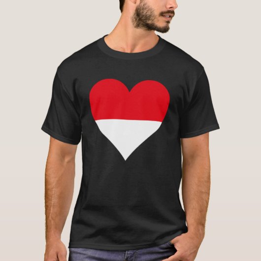 Indonesische Flagge Herz Indonesien Geschenke Lieb T-Shirt (Vorderseite)