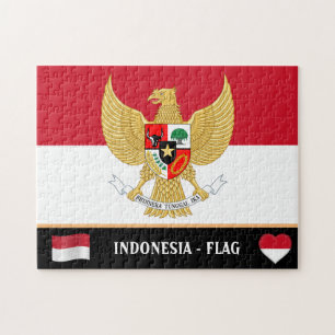 Indonesische Flagge & Indonesien - Land / Indonesi Puzzle