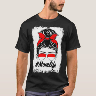 Indonesische Flagge Indonesische Mama Messy Bun Ma T-Shirt