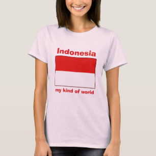 Indonesische Flagge + Karte + Text-T - Shirt